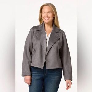 Cato | PLUS SIZE FAUX SUEDE MOTO JACKET DECEMBER SKY VARIOUS SIZES AVAILABLE